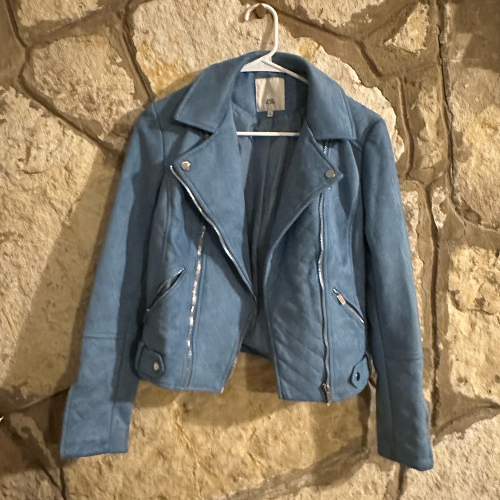 Euc River Island Faux Leather Biker Moto Jacket size medium - Picture 2 of 3